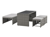 2 in 1 polyrotan loungeset jamaika - grijs - afbeelding 16 van  16