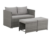 2 in 1 polyrotan loungeset jamaika - grijs - afbeelding 1 van  16