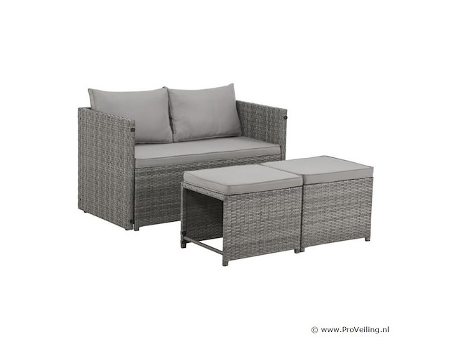 2 in 1 polyrotan loungeset jamaika - grijs - afbeelding 1 van  16