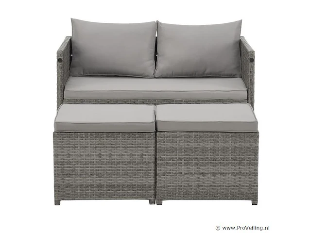2 in 1 polyrotan loungeset jamaika - grijs - afbeelding 5 van  16