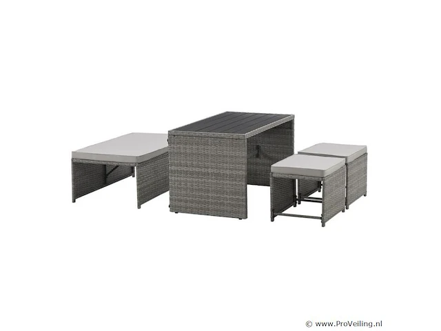 2 in 1 polyrotan loungeset jamaika - grijs - afbeelding 16 van  16