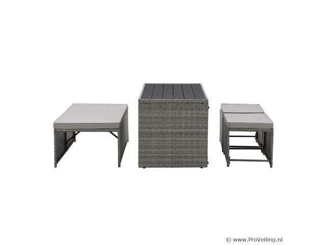 2 in 1 polyrotan loungeset jamaika - grijs - afbeelding 2 van  16