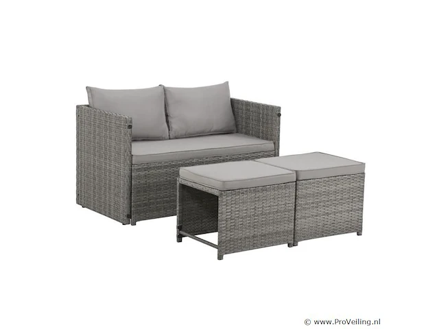 2 in 1 polyrotan loungeset jamaika - grijs - afbeelding 1 van  16