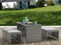 2 in 1 polyrotan loungeset jamaika - grijs - afbeelding 9 van  16