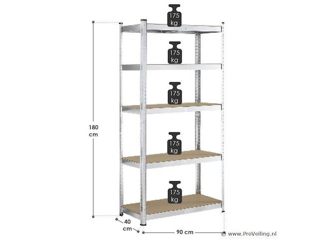 2 magazijnstellingen 180 x 90 x 40 cm - afbeelding 13 van  15