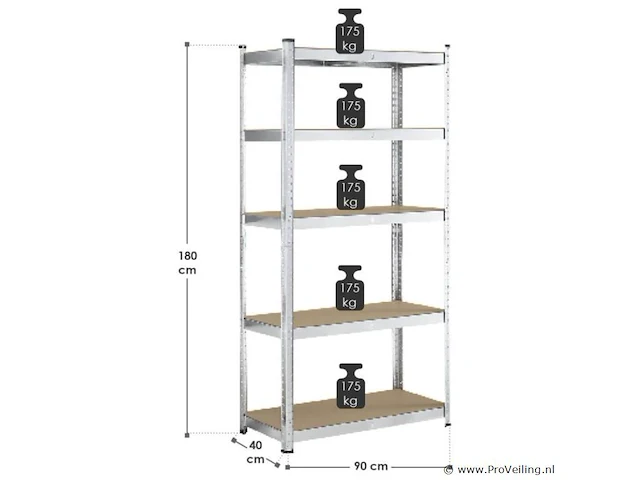 2 magazijnstellingen 180 x 90 x 40 cm - afbeelding 13 van  15