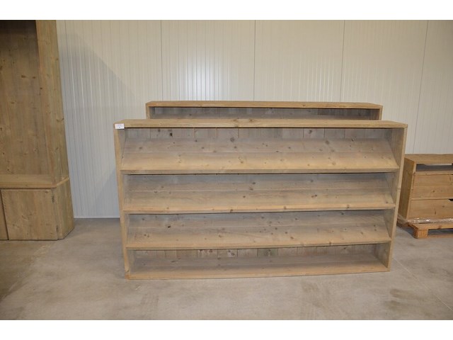 2 moderne vol houten boekenrekken 3 leggers afm. 240x37x135 - afbeelding 1 van  6