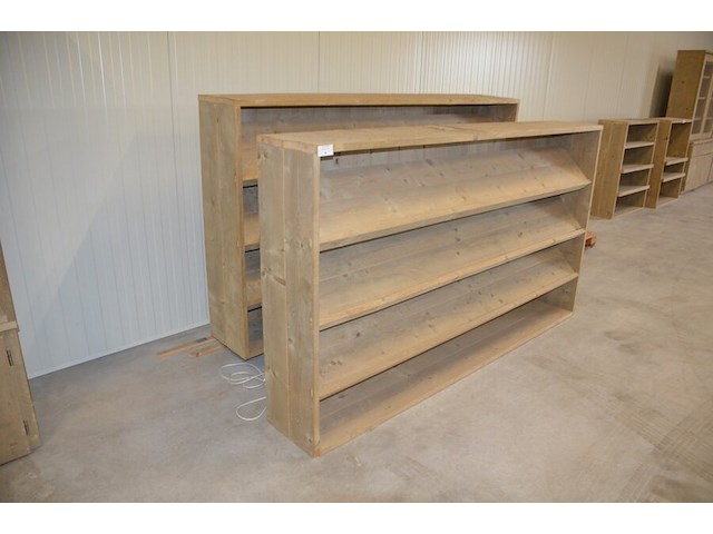 2 moderne vol houten boekenrekken 3 leggers afm. 240x37x135 - afbeelding 2 van  6