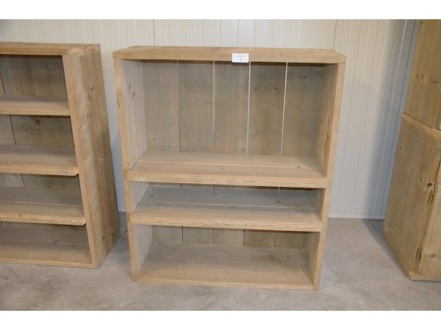 2 moderne vol houten rekken 2 leggers en 3 leggers afm. 100x38x120 , modern vol houten tv meubel 2 laden 1 legger afm. 120x43x72 - afbeelding 2 van  9