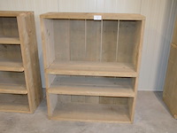 2 moderne vol houten rekken 2 leggers en 3 leggers afm. 100x38x120 , modern vol houten tv meubel 2 laden 1 legger afm. 120x43x72 - afbeelding 2 van  9