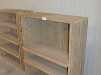 2 moderne vol houten rekken 2 leggers en 3 leggers afm. 100x38x120 , modern vol houten tv meubel 2 laden 1 legger afm. 120x43x72 - afbeelding 3 van  9