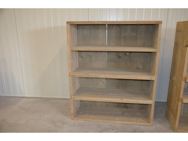 2 moderne vol houten rekken 2 leggers en 3 leggers afm. 100x38x120 , modern vol houten tv meubel 2 laden 1 legger afm. 120x43x72 - afbeelding 4 van  9