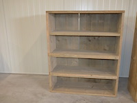 2 moderne vol houten rekken 2 leggers en 3 leggers afm. 100x38x120 , modern vol houten tv meubel 2 laden 1 legger afm. 120x43x72 - afbeelding 4 van  9