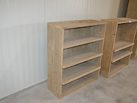 2 moderne vol houten rekken 2 leggers en 3 leggers afm. 100x38x120 , modern vol houten tv meubel 2 laden 1 legger afm. 120x43x72 - afbeelding 6 van  9