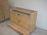 2 moderne vol houten rekken 2 leggers en 3 leggers afm. 100x38x120 , modern vol houten tv meubel 2 laden 1 legger afm. 120x43x72 - afbeelding 8 van  9