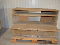 2 moderne vol houten rekken 2 leggers en 3 leggers afm. 100x38x120 , modern vol houten tv meubel 2 laden 1 legger afm. 120x43x72 - afbeelding 9 van  9