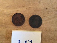 2 munten belgië 2cent 1911 + - afbeelding 1 van  2