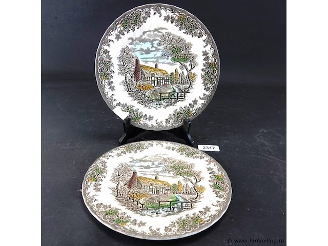 2 myott engels porseleinen sierborden - afbeelding 1 van  5