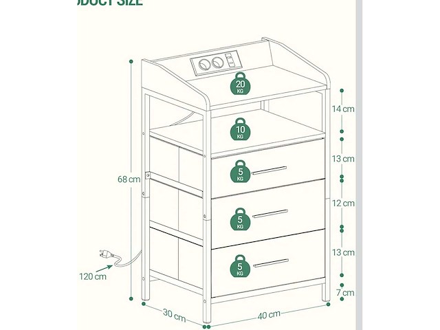 2 nachtkastjes met dubbel stopcontact met usb poort. - afbeelding 3 van  3