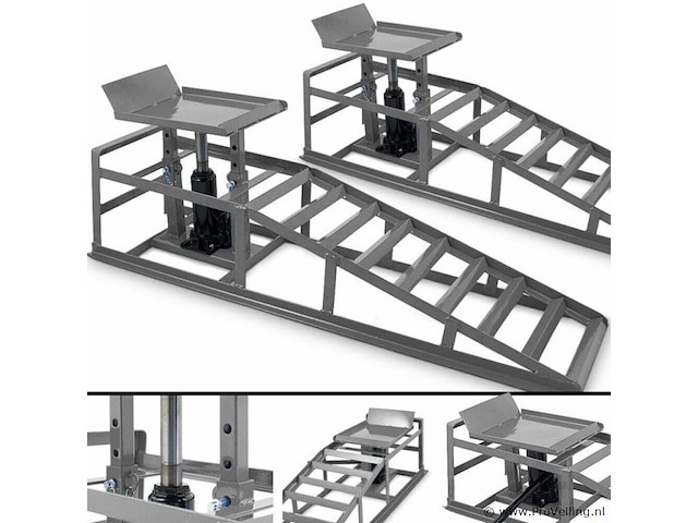 2 oprijplaten in hoogte verstelbaar met ingebouwde hydraulische krik max. 2000kg - afbeelding 1 van  4