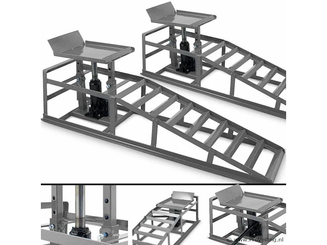 2 oprijplaten in hoogte verstelbaar met ingebouwde hydraulische krik max. 2000kg - afbeelding 1 van  4