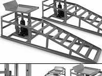 2 oprijplaten in hoogte verstelbaar met ingebouwde hydraulische krik max. 2000kg