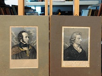 2 oude drukken met portret van mendelssohn en friedrich schiller. in passe-partout - afbeelding 1 van  5