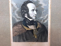 2 oude drukken met portret van mendelssohn en friedrich schiller. in passe-partout - afbeelding 2 van  5