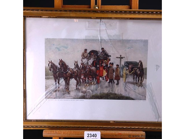 2 oude prenten in passe-partout, achter glas en in houten lijst - afbeelding 3 van  5