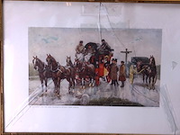 2 oude prenten in passe-partout, achter glas en in houten lijst - afbeelding 3 van  5