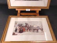 2 oude prenten in passe-partout, achter glas en in houten lijst - afbeelding 2 van  5