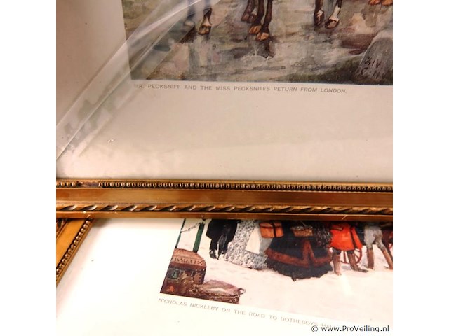 2 oude prenten in passe-partout, achter glas en in houten lijst - afbeelding 4 van  5