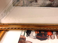 2 oude prenten in passe-partout, achter glas en in houten lijst - afbeelding 4 van  5