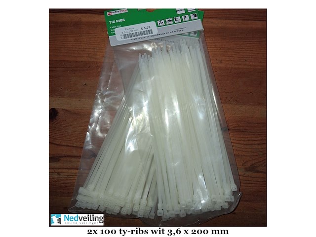 2 pakken à100 stuks ty-ribs 3,6 x 200 mm wit (doos-q) - afbeelding 3 van  3