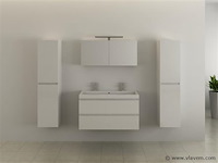 2-persoons badkamermeubel 100 cm hoogglans wit - incl. kranen - afbeelding 2 van  6