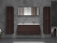 2-persoons badkamermeubel 120 cm donker hout decor - incl. kranen - afbeelding 2 van  4