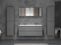 2-persoons badkamermeubel 120 cm hoogglans antraciet - incl. kranen - afbeelding 2 van  5