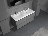 2-persoons badkamermeubel 120 cm hoogglans antraciet - incl. kranen - afbeelding 3 van  5