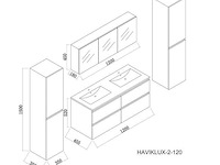 2-persoons badkamermeubel 120 cm hoogglans antraciet - incl. kranen - afbeelding 5 van  5