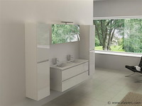 2-persoons badkamermeubel 120 cm hoogglans wit - incl. kranen