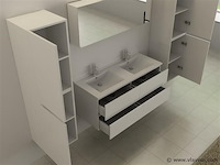 2-persoons badkamermeubel 120 cm hoogglans wit - incl. kranen - afbeelding 3 van  6