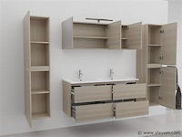 2-persoons badkamermeubel 120 cm licht hout decor - incl. kranen - afbeelding 3 van  6