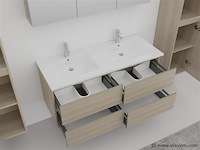 2-persoons badkamermeubel 120 cm licht hout decor - incl. kranen - afbeelding 4 van  6