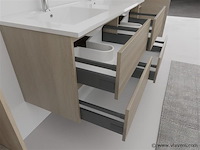 2-persoons badkamermeubel 120 cm licht hout decor - incl. kranen - afbeelding 5 van  6