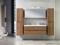 2-persoons badkamermeubel 120 cm natural hout decor - incl. kranen - afbeelding 1 van  56