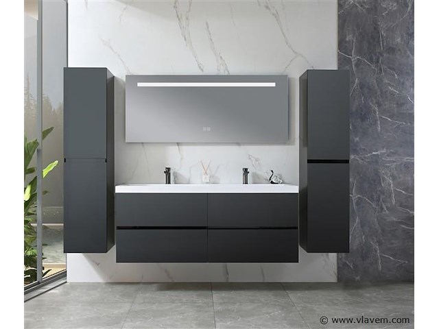 2-persoons badkamermeubel 120 cm natural hout decor - incl. kranen - afbeelding 26 van  56