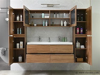 2-persoons badkamermeubel 120 cm natural hout decor - incl. kranen - afbeelding 29 van  56
