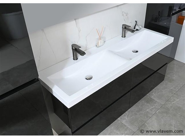 2-persoons badkamermeubel 120 cm natural hout decor - incl. kranen - afbeelding 30 van  56