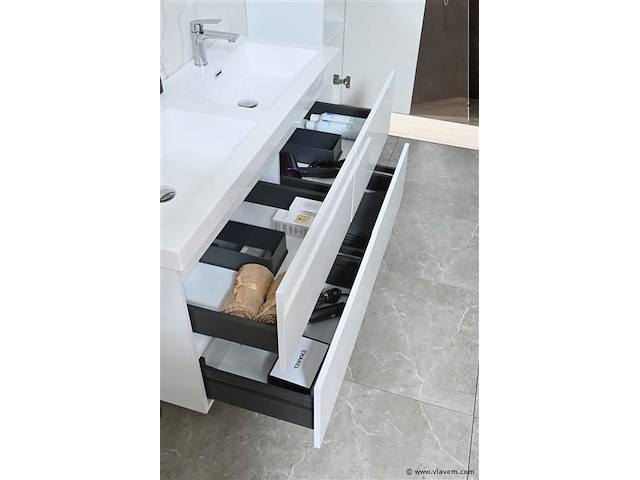 2-persoons badkamermeubel 120 cm natural hout decor - incl. kranen - afbeelding 44 van  56