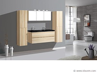 2-persoons badkamermeubel 120 cm natural hout decor - incl. kranen - afbeelding 55 van  56